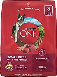 Purina ONE Natural SmartBlend Small Bites Beef & Rice Formula Dry Dog Food, 8-lb bag