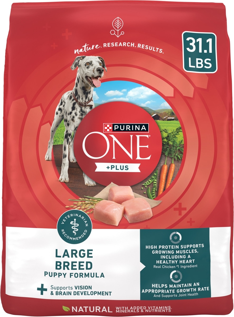 PURINA ONE +Plus Natural Large Breed Formula Dry Puppy Food, 31.1