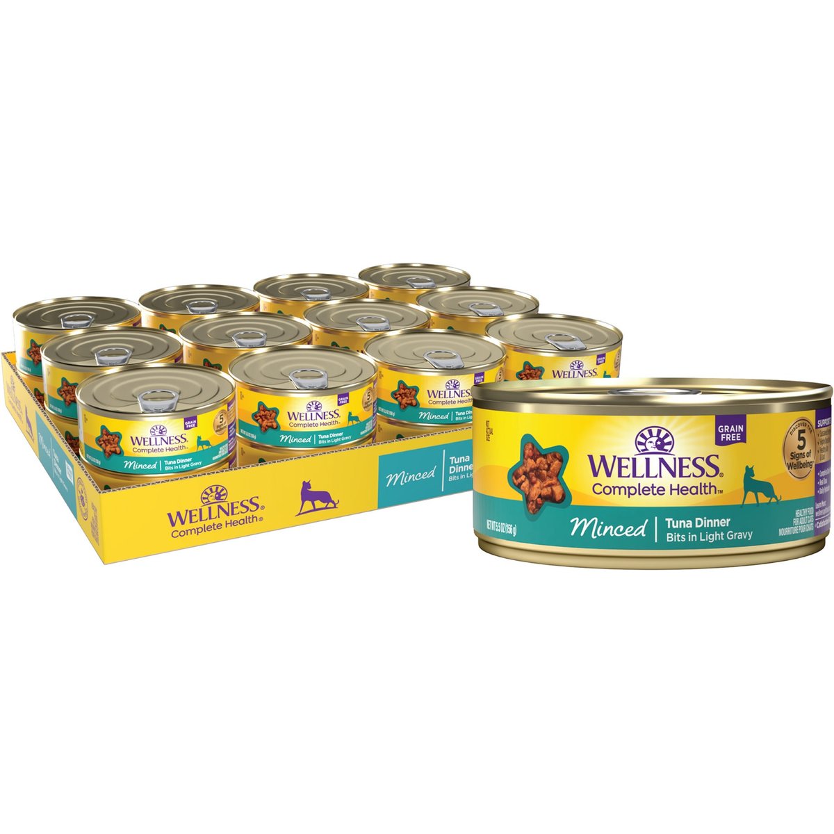 Wellness Minced Tuna Dinner Canned Cat Food, 5.5-oz, case of 24