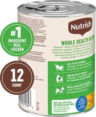 Show full view: Nutrish Whole Health Blend Real Chicken & Apple Canned Dog Food, 13-oz, case of 12 slide 3 of 12