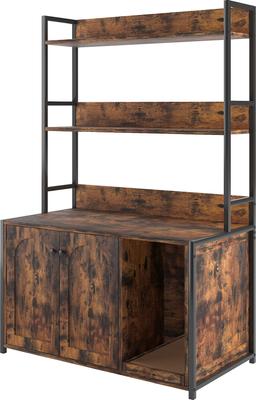 Show full view: Cesicia Cat Litter Box Enclosure with Shelf Storage, Brown slide 5 of 6