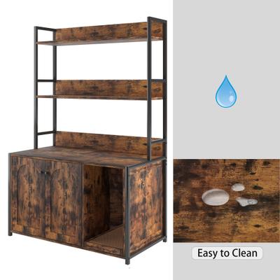 Show full view: Cesicia Cat Litter Box Enclosure with Shelf Storage, Brown slide 4 of 6