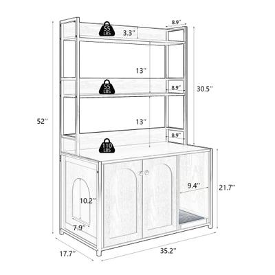 Show full view: Cesicia Cat Litter Box Enclosure with Shelf Storage, Brown slide 6 of 6