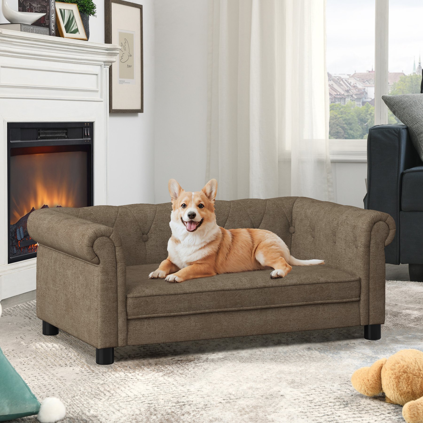 Cesicia Elevated Sofa Dog Bed, Brown