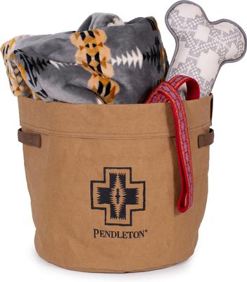 Show full view: Pendleton Washable Paper Bucket Dog Toy Storage, Brown slide 3 of 6