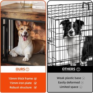 Yitahome 2-in-1 Iron-Wood Indoor Furniture Style Dog Crate, Brown, 32.5-in
