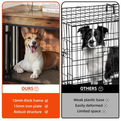 Show full view: Yitahome 2-in-1 Iron-Wood Indoor Furniture Style Dog Crate, Brown, 32.5-in slide 4 of 7