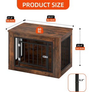 Yitahome 2-in-1 Iron-Wood Indoor Furniture Style Dog Crate, Brown, 32.5-in