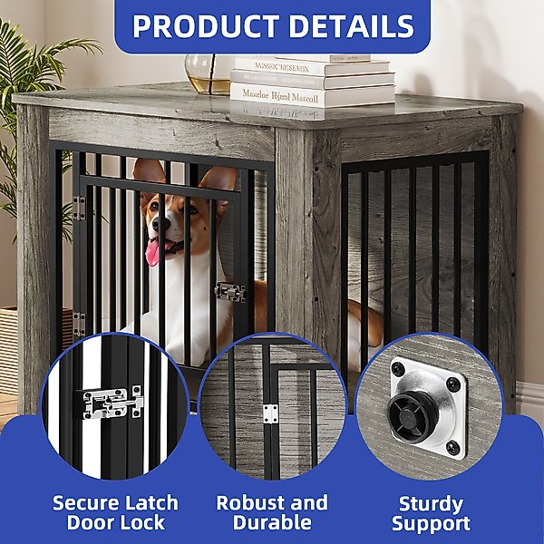 Yitahome 2-in-1 Iron-Wood Indoor Furniture Style Dog Crate
