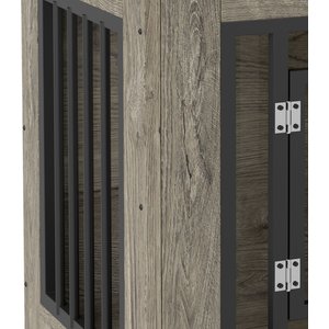 Yitahome 2-in-1 Iron-Wood Indoor Furniture Style Dog Crate, Gray, 27.2-in