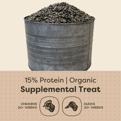 Show full view: Scratch and Peck Feeds Organic Black Oil Sunflower Seeds Chicken Treats, 7-lb pouch slide 4 of 8