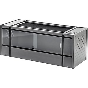 REPTI ZOO Durable Wood-Plastic Composite Habitat Reptile Terrarium with Removable Sliding Glass Doors & A Mesh Screen Top, Grey