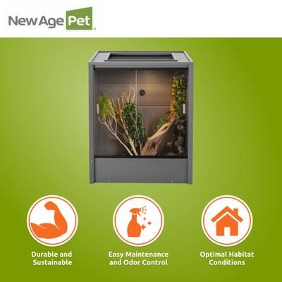Show full view: New Age Pet Madagascar Vertical Chameleon & Arboreal Reptile Terrarium, 30x24x36-in, Grey slide 6 of 11