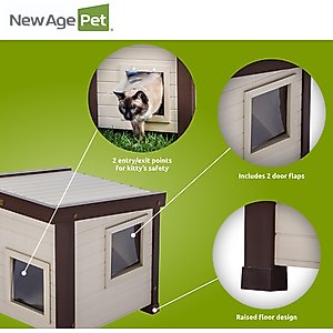 New Age Pet ECOFLEX Outdoor Cat House Shelter, Tan
