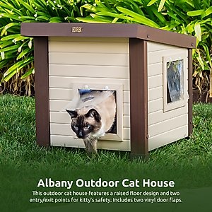 New Age Pet ECOFLEX Outdoor Cat House Shelter, Tan