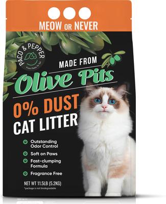 PACO & PEPPER Made from Olive Pits 0% Dust Natural Unscented Clumping Cat Litter, 11.5-lb bag