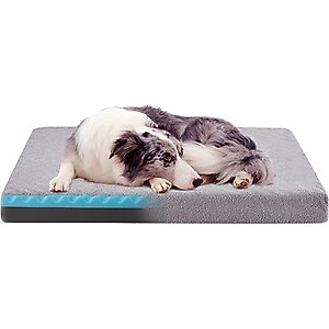 LFC PETS Cooling Orthopedic Memory Foam Dog Bed, Gray, Large