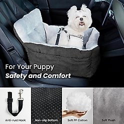 LFC PETS Portable Dog & Cat Car Seat Bed with Clip-On Safety Leash, Black slide 2 of 6