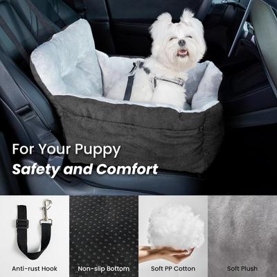 Show full view: LFC PETS Portable Dog & Cat Car Seat Bed with Clip-On Safety Leash, Black slide 5 of 8