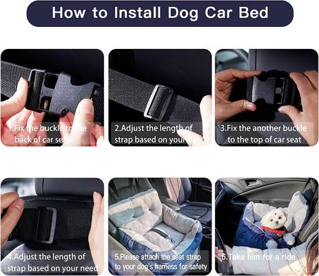 Show full view: LFC PETS Portable Dog & Cat Car Seat Bed with Clip-On Safety Leash, Black slide 4 of 8