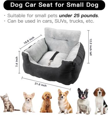 Show full view: LFC PETS Portable Dog & Cat Car Seat Bed with Clip-On Safety Leash, Black slide 2 of 8