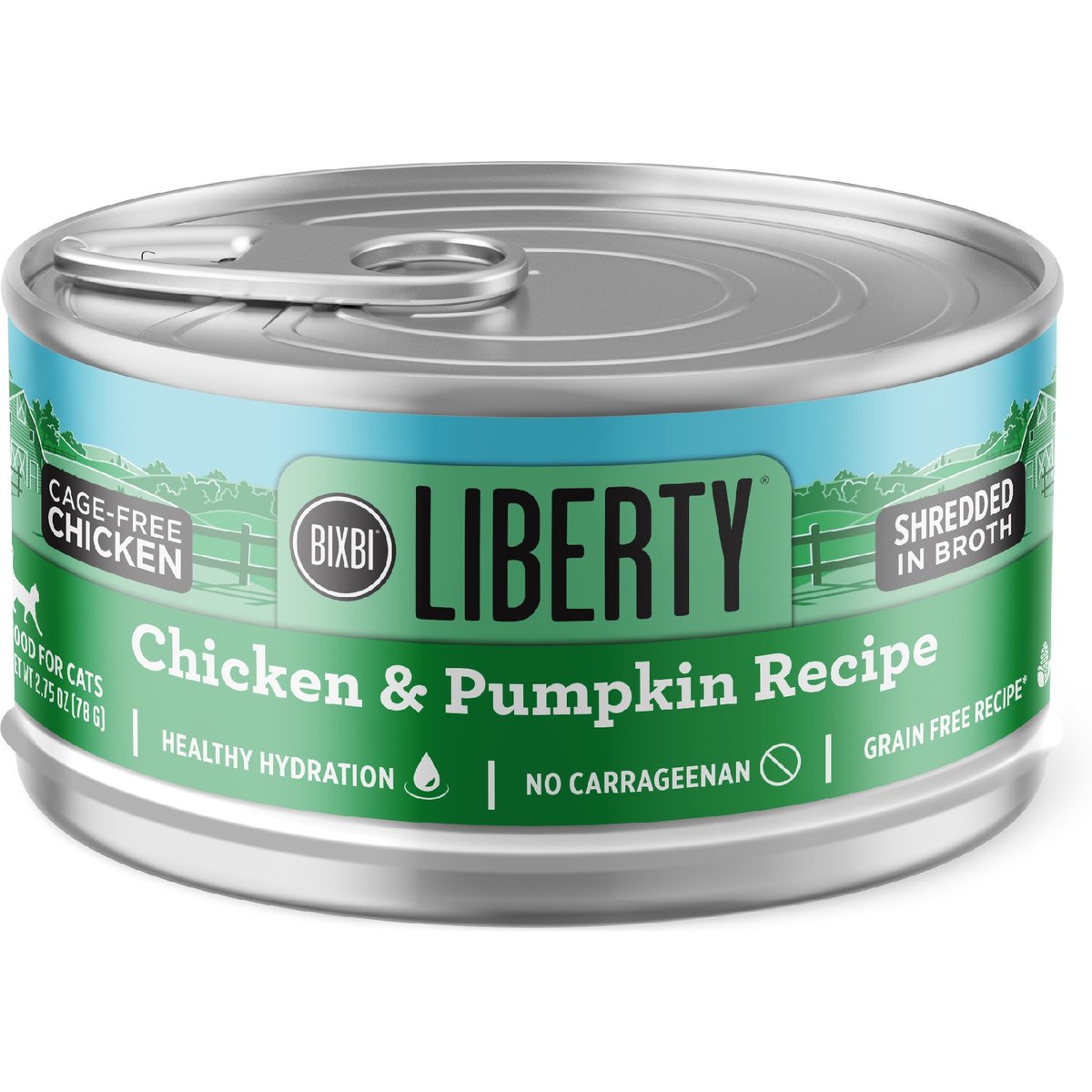 BIXBI Liberty Chicken & Pumpkin Recipe in Broth Grain-Free Wet Cat Food, 2.75-oz can, case of 24