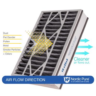 Show full view: Nordic Pure Air Bear MERV 10 Pleated Plus Carbon Air Filter Replacement, 16 x 25 x 5-in AB, 1 count slide 8 of 9