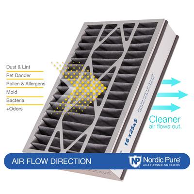 Show full view: Nordic Pure Air Bear MERV 8 Pleated Plus Carbon Air Filter Replacement, 16 x 25 x 5-in AB, 1 count slide 8 of 9