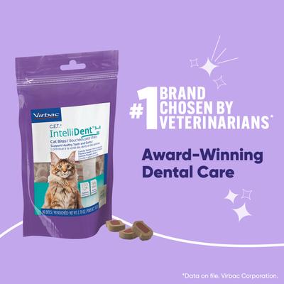 Show full view: Virbac C.E.T. IntelliDent Cat Dental Treats, 90 count slide 3 of 9