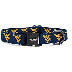 ShopInstaPets NCAA Polyester Standard Dog Collar, Small: 11 to 16-in neck, 1/2-in wide, West Virginia Mountaineers