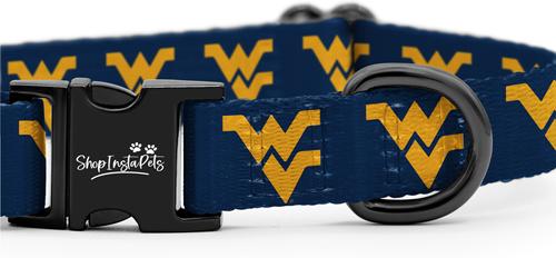 Show full view: ShopInstaPets NCAA Polyester Standard Dog Collar, Small: 11 to 16-in neck, 1/2-in wide, West Virginia Mountaineers slide 3 of 5