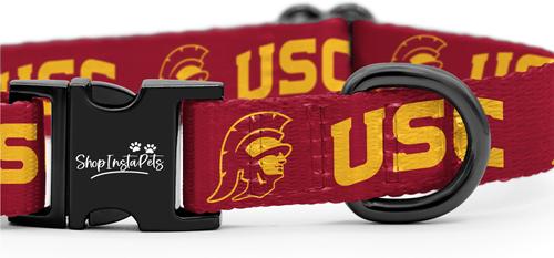 Show full view: ShopInstaPets NCAA Polyester Standard Dog Collar, X-Small: 8 to 12-in neck, 1/2-in wide, USC Trojans slide 3 of 5