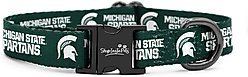 ShopInstaPets NCAA Polyester Standard Dog Collar, Small: 11 to 16-in neck, 1/2-in wide, Michigan State Spartans