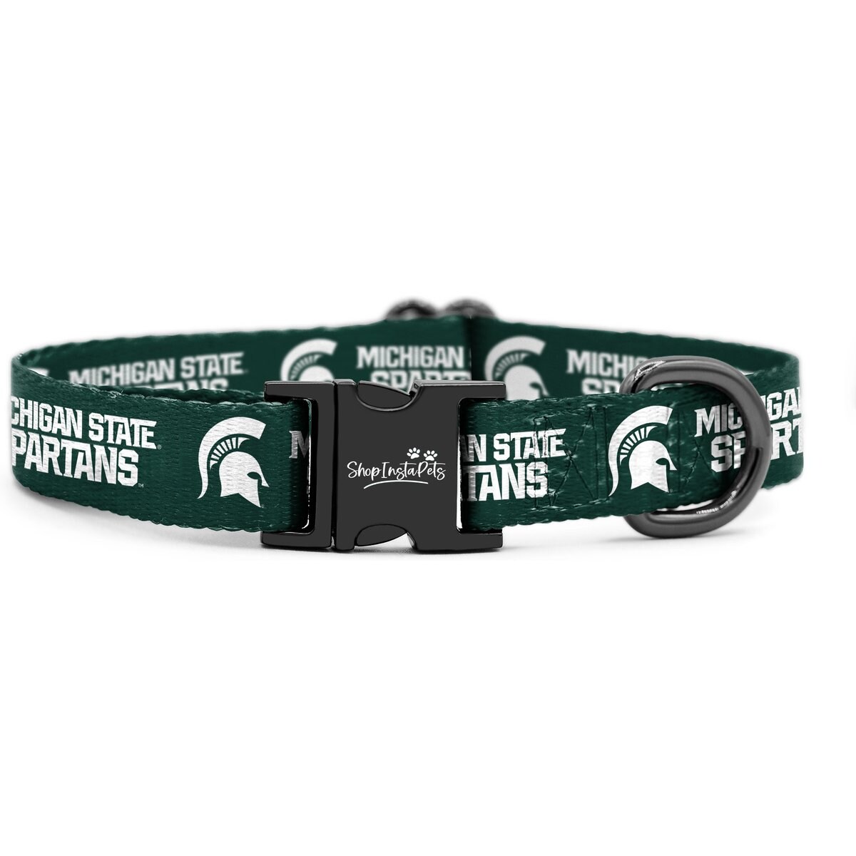 ShopInstaPets NCAA Polyester Standard Dog Collar, Small: 11 to 16-in neck, 1/2-in wide, Michigan State Spartans