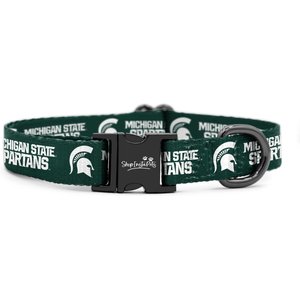 ShopInstaPets NCAA Polyester Standard Dog Collar, X-Small: 8 to 12-in neck, 1/2-in wide, Michigan State Spartans