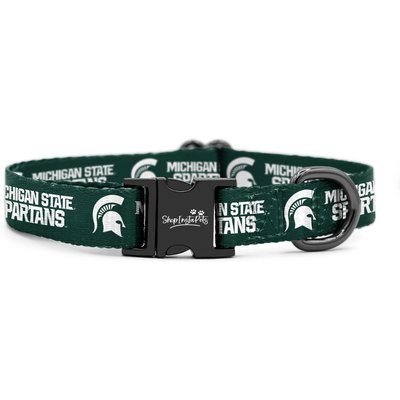 ShopInstaPets ShopInstaPets NCAA Polyester Standard Dog Collar, Small: 11 to 16-in neck, 1/2-in wide, Michigan State Spartans