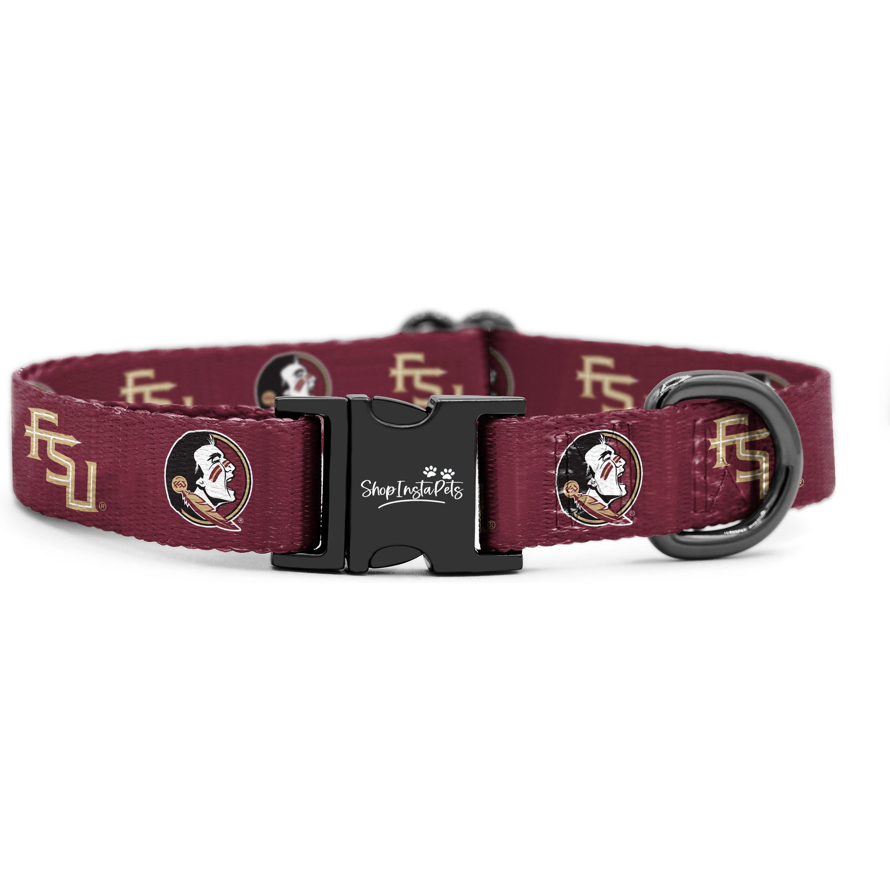 ShopInstaPets NCAA Polyester Standard Dog Collar, X-Small: 8 to 12-in neck, 1/2-in wide, Florida State
