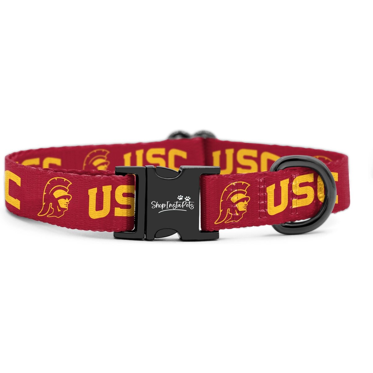 ShopInstaPets NCAA Polyester Standard Dog Collar, X-Small: 8 to 12-in neck, 1/2-in wide, USC Trojans