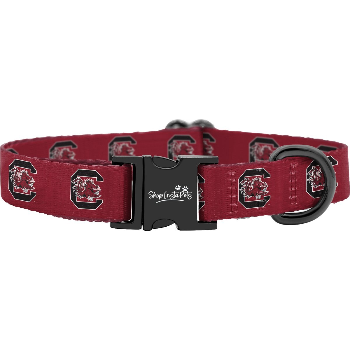 ShopInstaPets NCAA Polyester Standard Dog Collar, Small: 11 to 16-in neck, 1/2-in wide, South Carolina Gamecocks