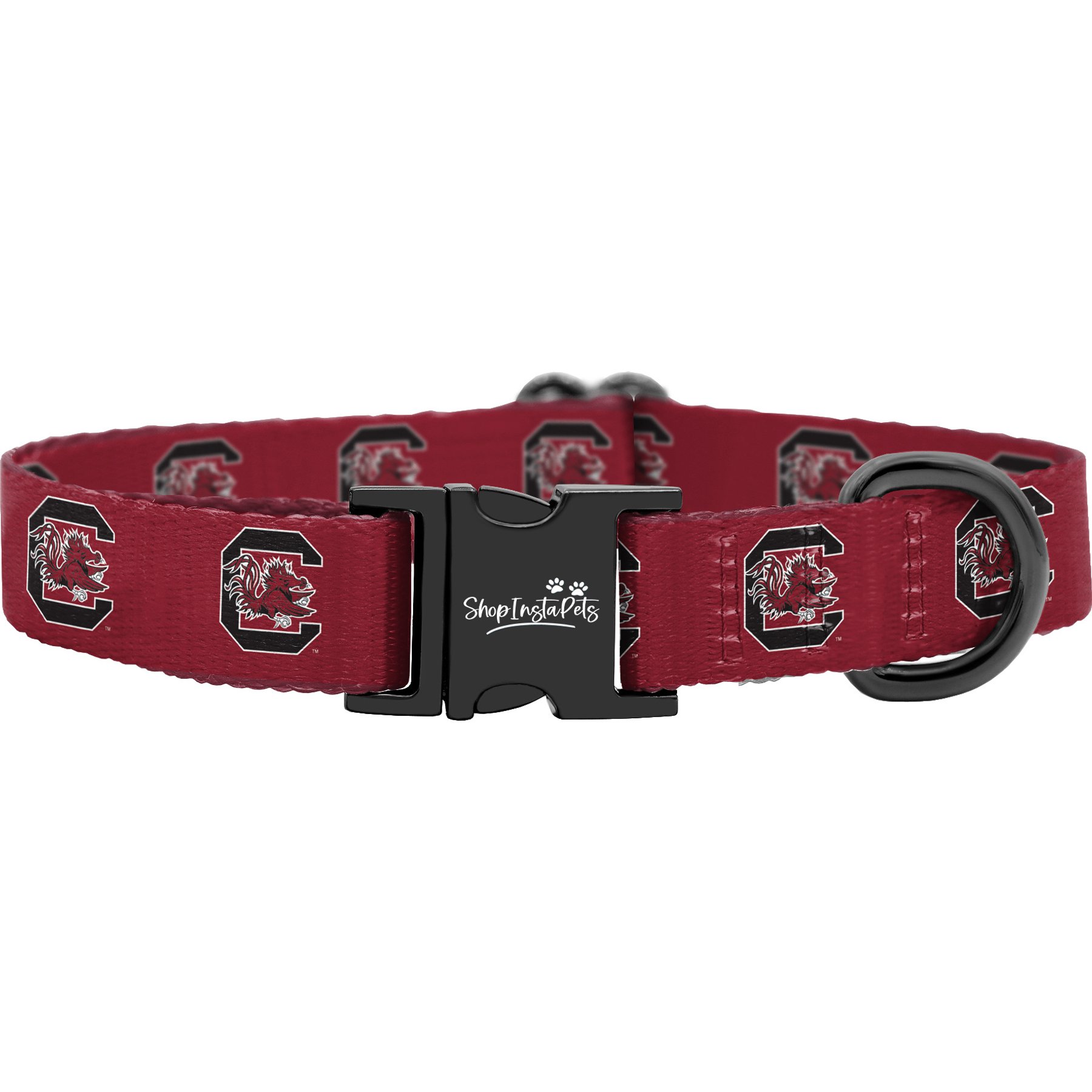 ShopInstaPets NCAA Polyester Standard Dog Collar, Small: 11 to 16-in neck, 1/2-in wide, South Carolina Gamecocks