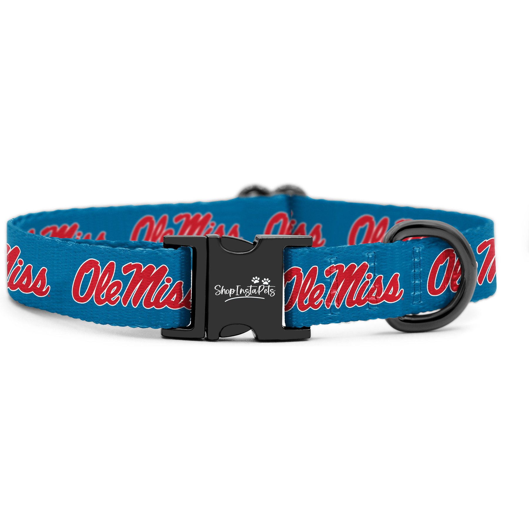 ShopInstaPets NCAA Polyester Standard Dog Collar, X-Small: 8 to 12-in neck, 1/2-in wide, Ole Miss