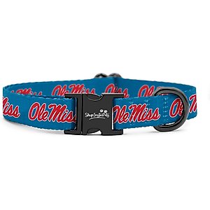 ShopInstaPets NCAA Polyester Standard Dog Collar, Large: 16 to 26-in neck, 1-in wide, Ole Miss