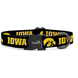 ShopInstaPets NCAA Polyester Standard Dog Collar, X-Small: 8 to 12-in neck, 1/2-in wide, Iowa Hawkeyes