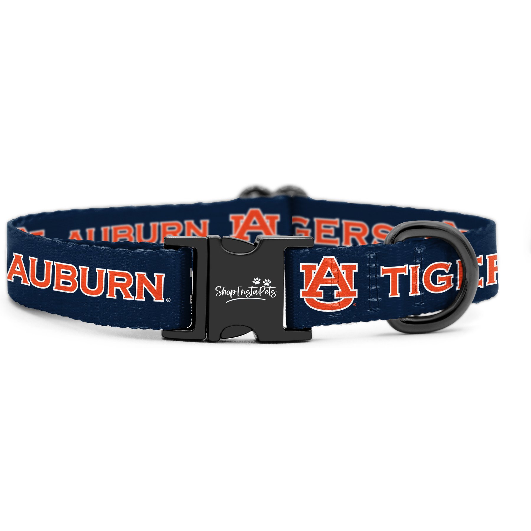 ShopInstaPets NCAA Polyester Standard Dog Collar, Medium: 12.5 to 19-in neck, 3/4-in wide, Auburn Tigers