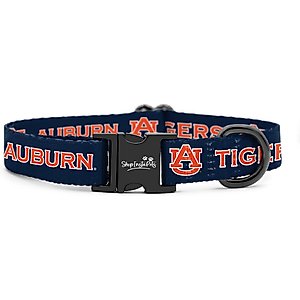 ShopInstaPets NCAA Polyester Standard Dog Collar, Large: 16 to 26-in neck, 1-in wide, Auburn Tigers