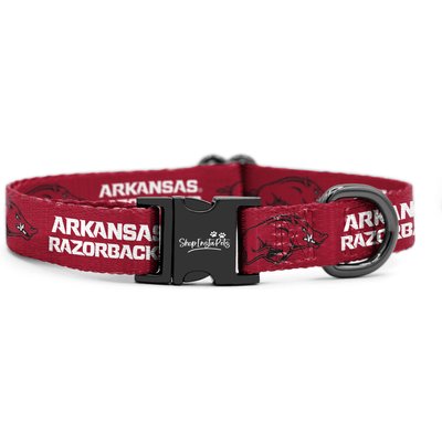 ShopInstaPets ShopInstaPets NCAA Polyester Standard Dog Collar, Large: 16 to 26-in neck, 1-in wide, Arkansas Razorbacks