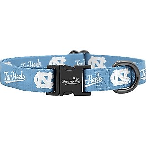 ShopInstaPets NCAA Polyester Standard Dog Collar, Large: 16 to 26-in neck, 1-in wide, North Carolina Tar Heels