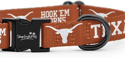 Show full view: ShopInstaPets NCAA Polyester Standard Dog Collar, X-Small: 8 to 12-in neck, 1/2-in wide, Texas Longhorns slide 3 of 5