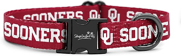 Show full view: ShopInstaPets NCAA Polyester Standard Dog Collar, X-Small: 8 to 12-in neck, 1/2-in wide, Oklahoma Sooners slide 1 of 5