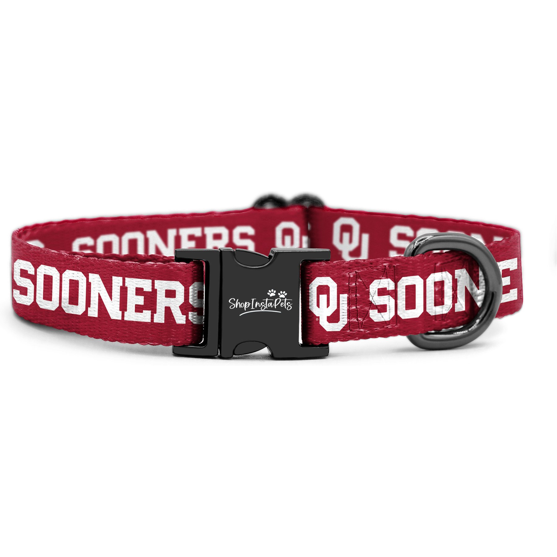 ShopInstaPets NCAA Polyester Standard Dog Collar, X-Small: 8 to 12-in neck, 1/2-in wide, Oklahoma Sooners